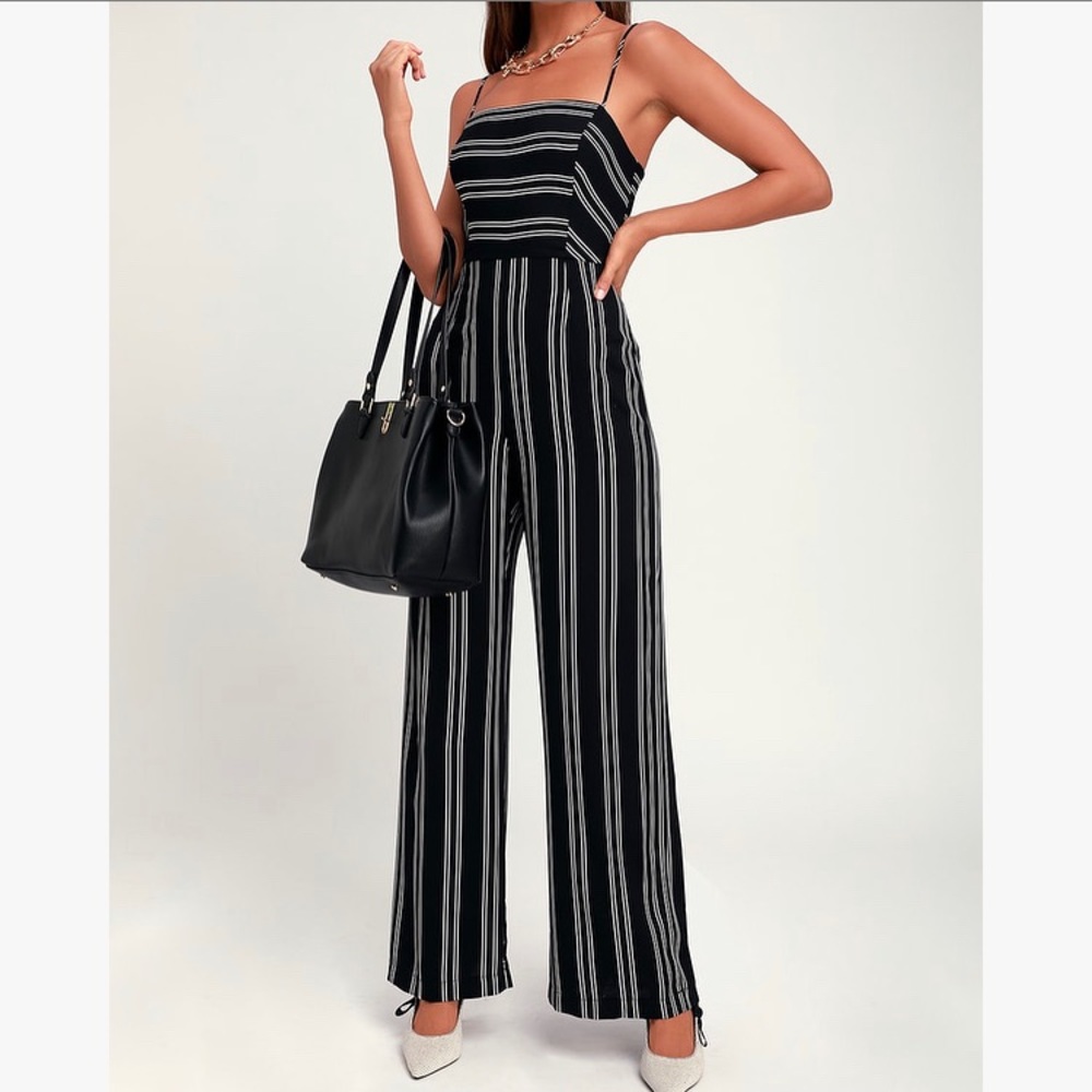 Black & White Striped Jumpsuit